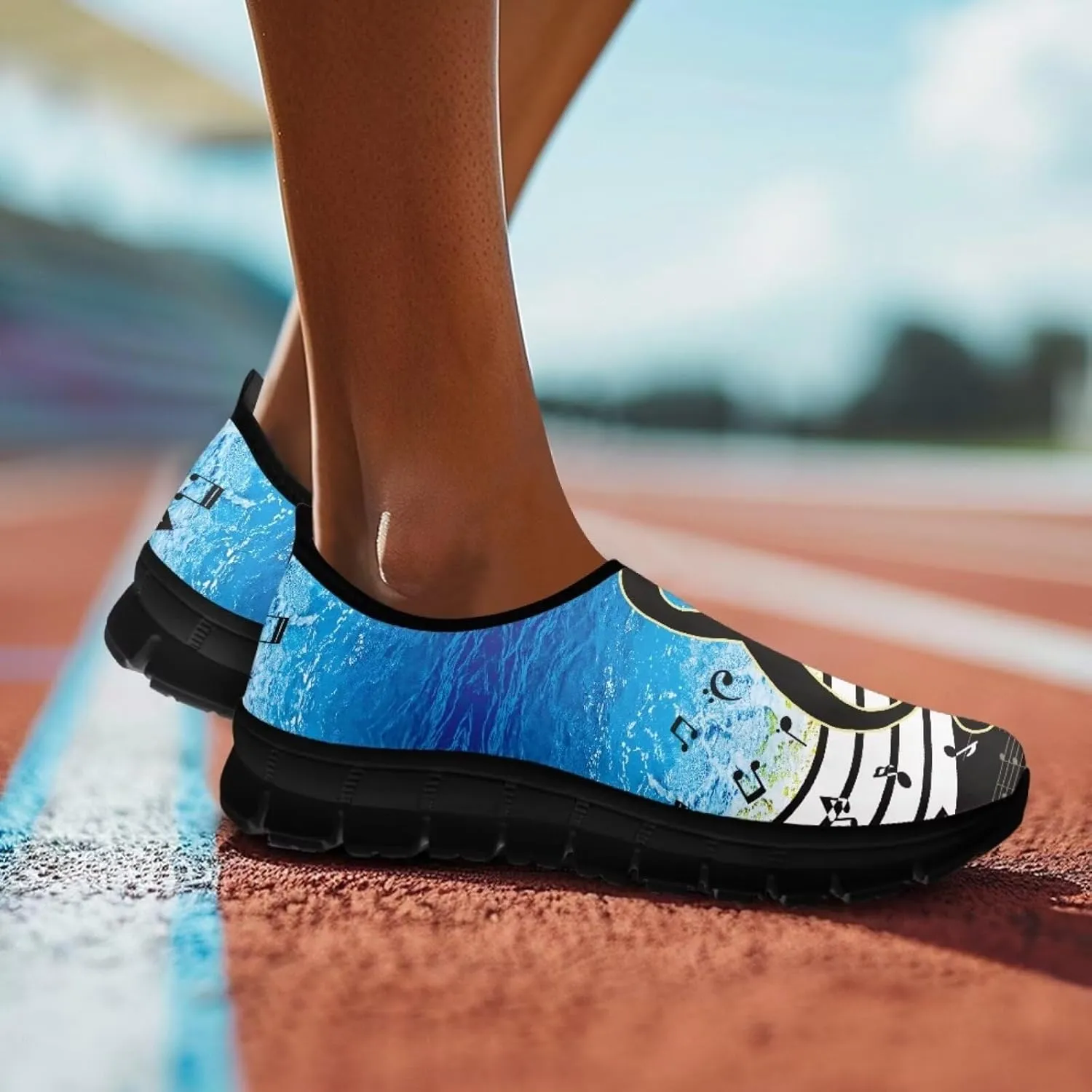 Howilath Music Note Piano Slip on Loafers for Women Running Sneakers Hands Free Shoes with Anti-Slip Sole