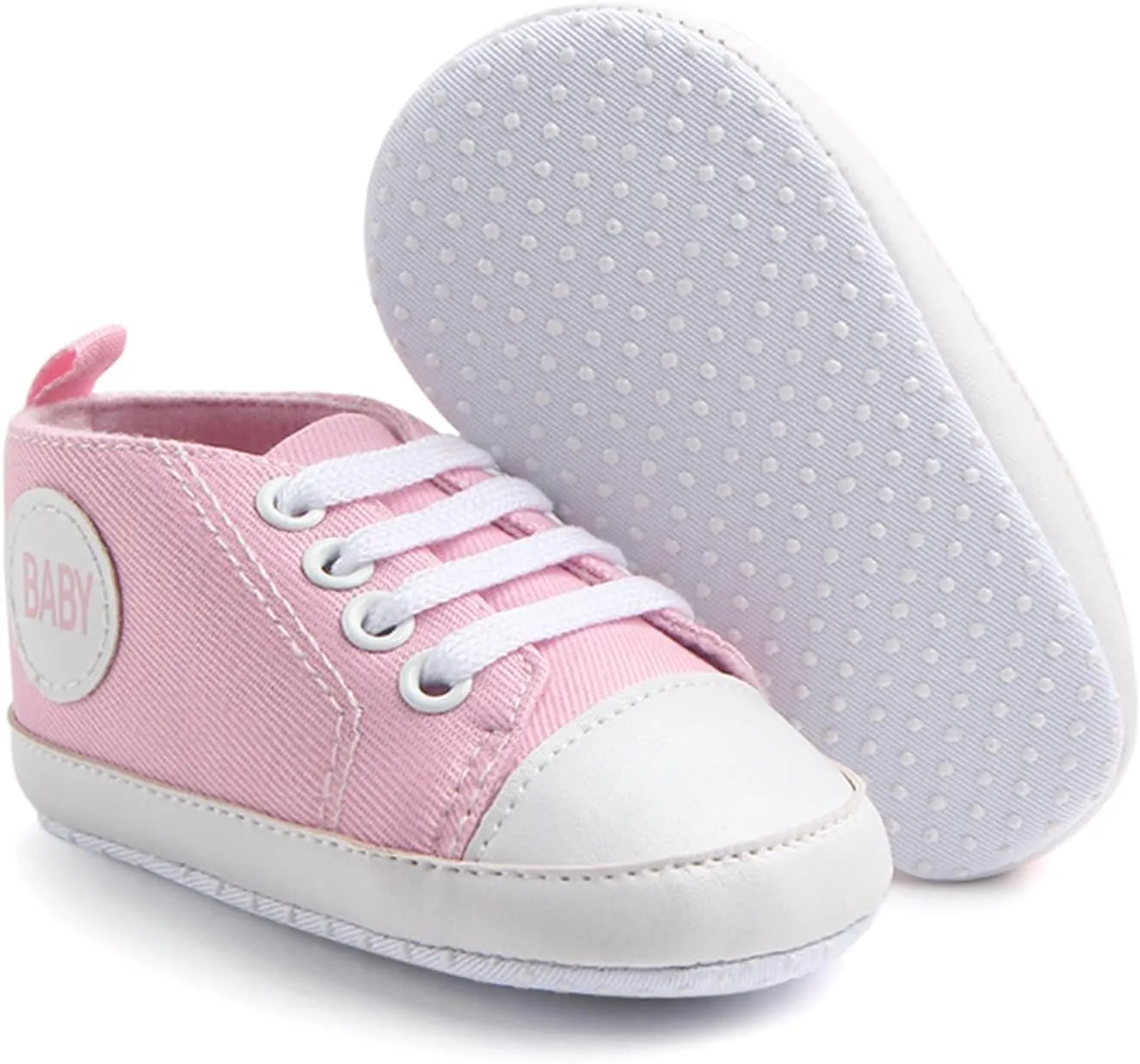 Infant Baby Boys Girls Canvas Shoes Soft Anti-Slip Sole Newborn First Walkers Casual High Top Sneakers