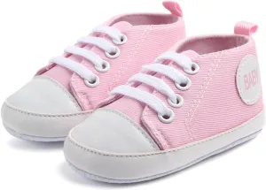 Infant Baby Boys Girls Canvas Shoes Soft Anti-Slip Sole Newborn First Walkers Casual High Top Sneakers