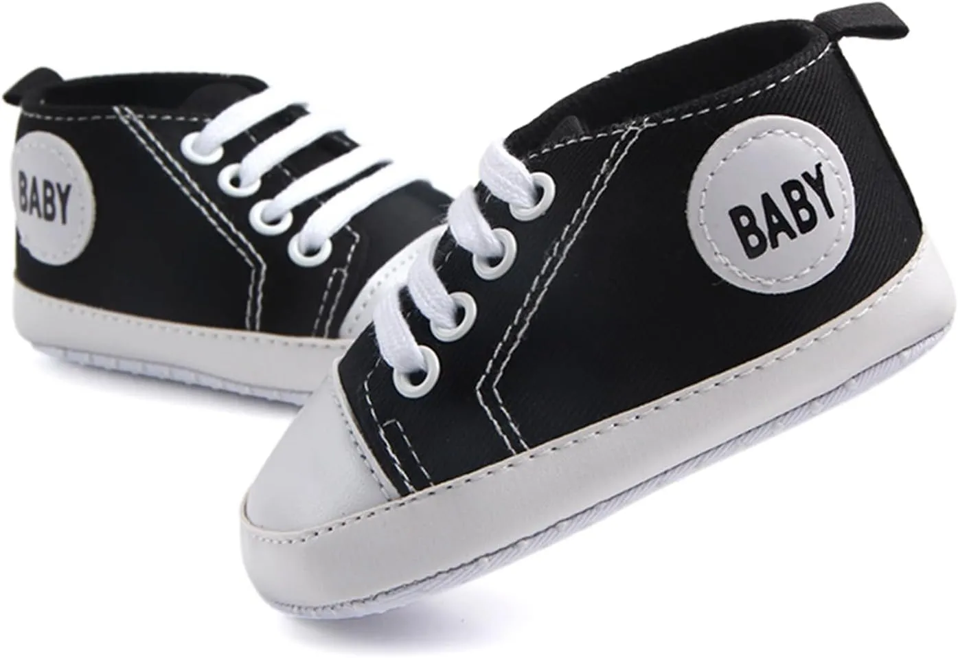 Infant Baby Boys Girls Canvas Shoes Soft Anti-Slip Sole Newborn First Walkers Casual High Top Sneakers