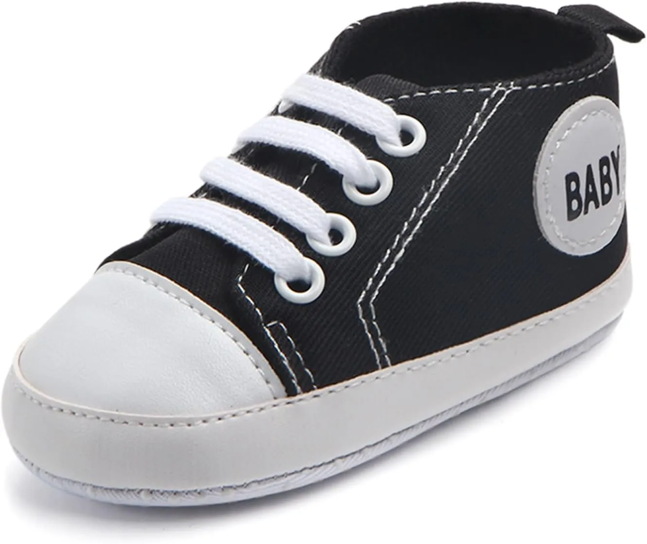 Infant Baby Boys Girls Canvas Shoes Soft Anti-Slip Sole Newborn First Walkers Casual High Top Sneakers
