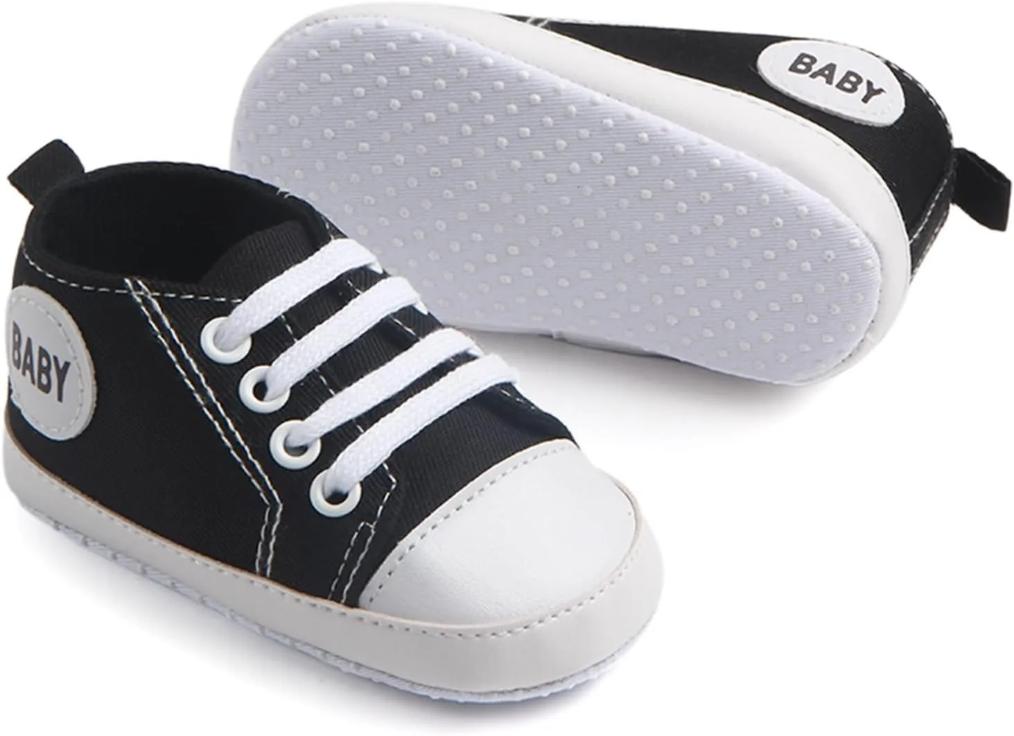 Infant Baby Boys Girls Canvas Shoes Soft Anti-Slip Sole Newborn First Walkers Casual High Top Sneakers