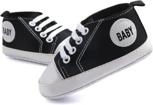 Infant Baby Boys Girls Canvas Shoes Soft Anti-Slip Sole Newborn First Walkers Casual High Top Sneakers