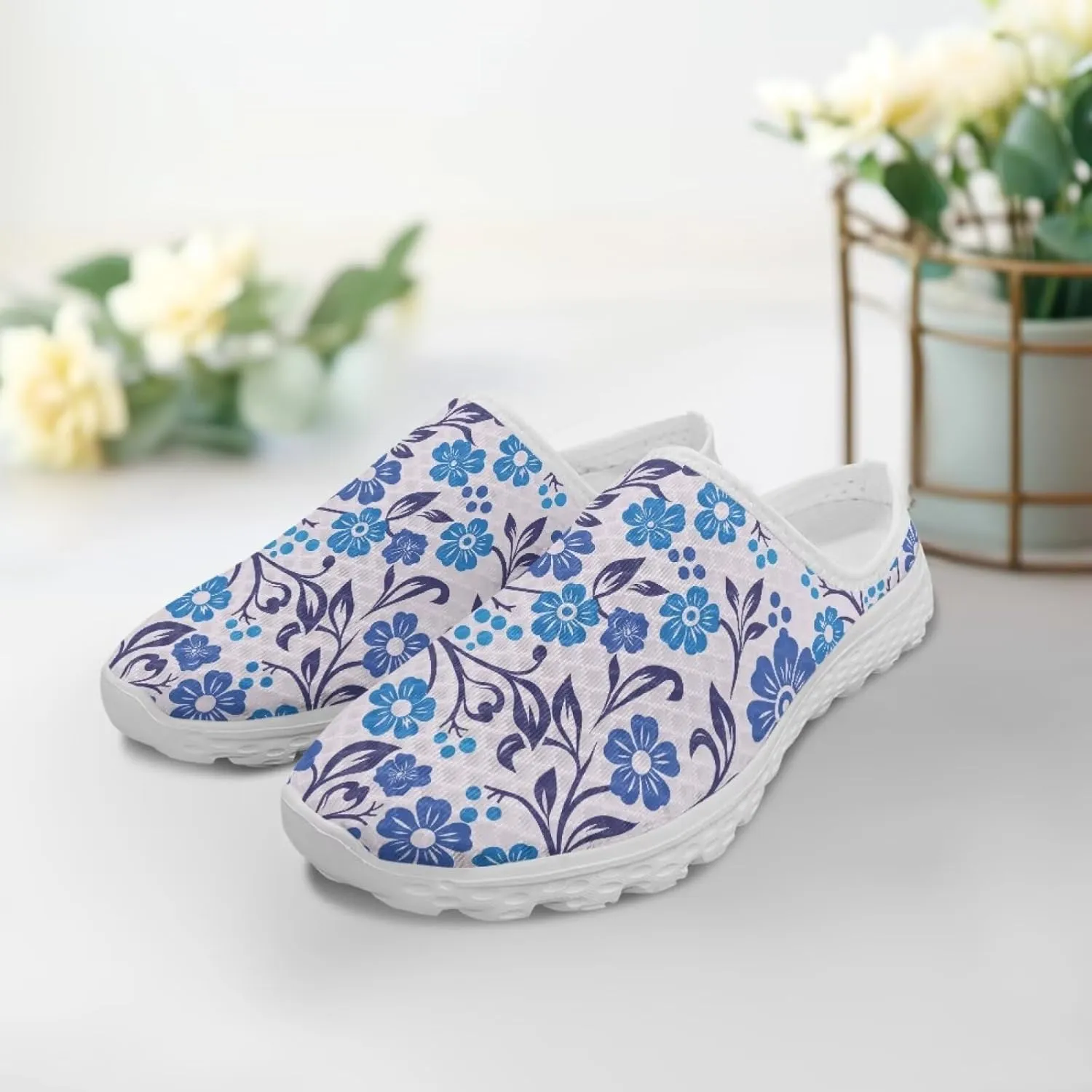 Jeiento Womens Slip On Walking Shoes Breathable Flat Mules Shoe with Arch Support Lightweight Anti Slip Sole Open Back Casual Slippers