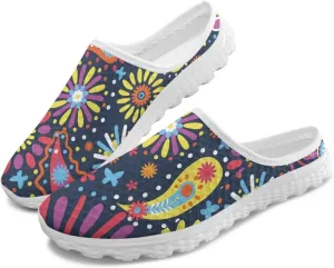 Jeiento Womens Slip On Walking Shoes Breathable Flat Mules Shoe with Arch Support Lightweight Anti Slip Sole Open Back Casual Slippers