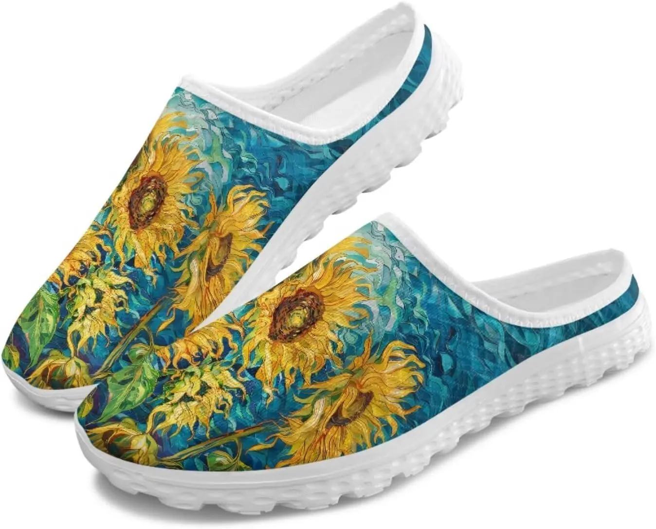 Jeiento Womens Slip On Walking Shoes Breathable Flat Mules Shoe with Arch Support Lightweight Anti Slip Sole Open Back Casual Slippers