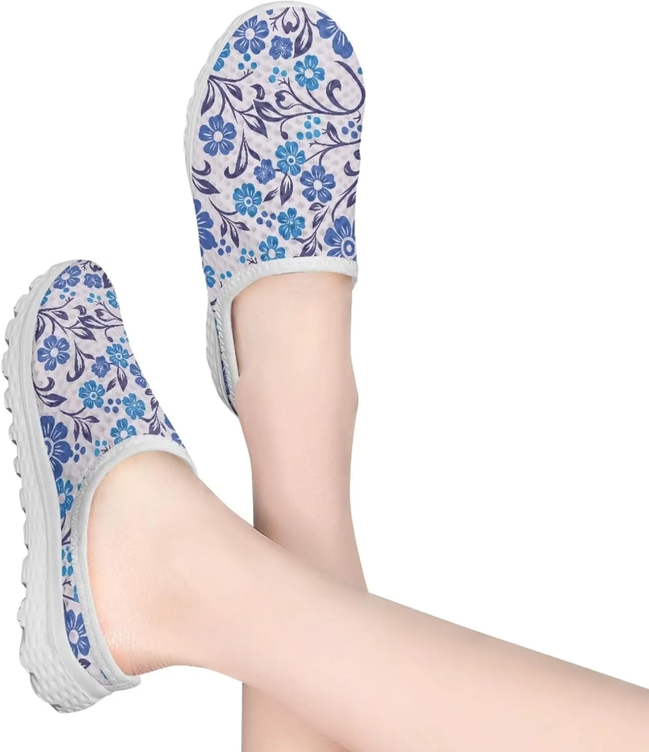 Jeiento Womens Slip On Walking Shoes Breathable Flat Mules Shoe with Arch Support Lightweight Anti Slip Sole Open Back Casual Slippers