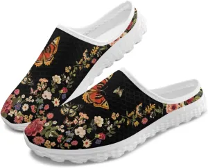 Jeiento Womens Slip On Walking Shoes Breathable Flat Mules Shoe with Arch Support Lightweight Anti Slip Sole Open Back Casual Slippers