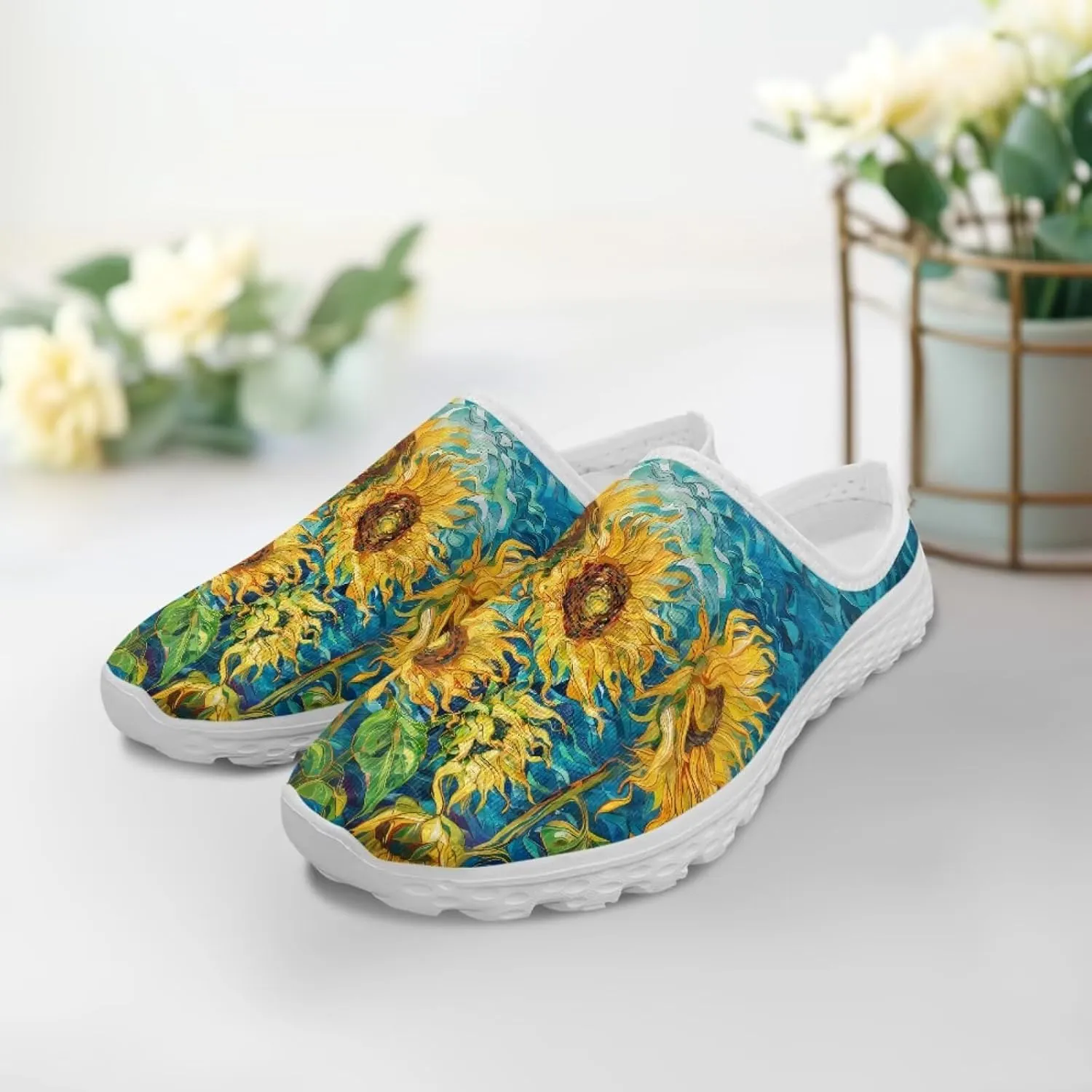 Jeiento Womens Slip On Walking Shoes Breathable Flat Mules Shoe with Arch Support Lightweight Anti Slip Sole Open Back Casual Slippers