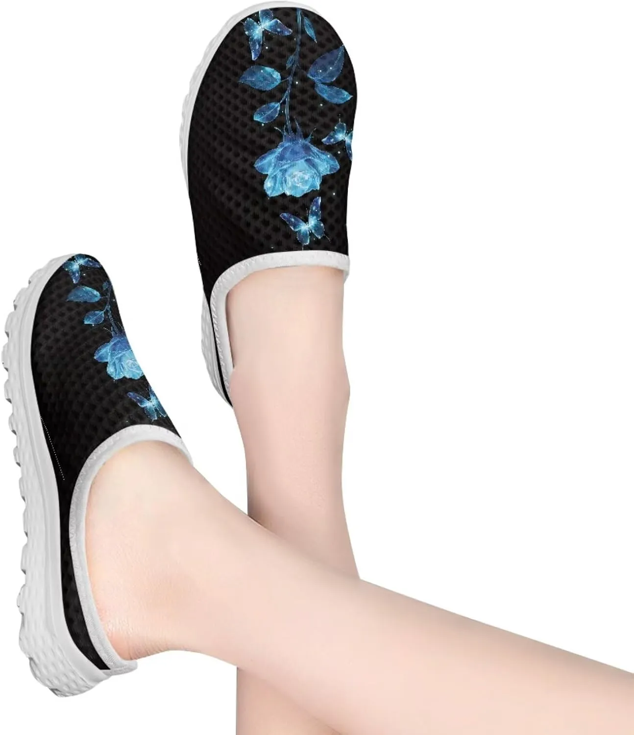 Jeiento Womens Slip On Walking Shoes Breathable Flat Mules Shoe with Arch Support Lightweight Anti Slip Sole Open Back Casual Slippers