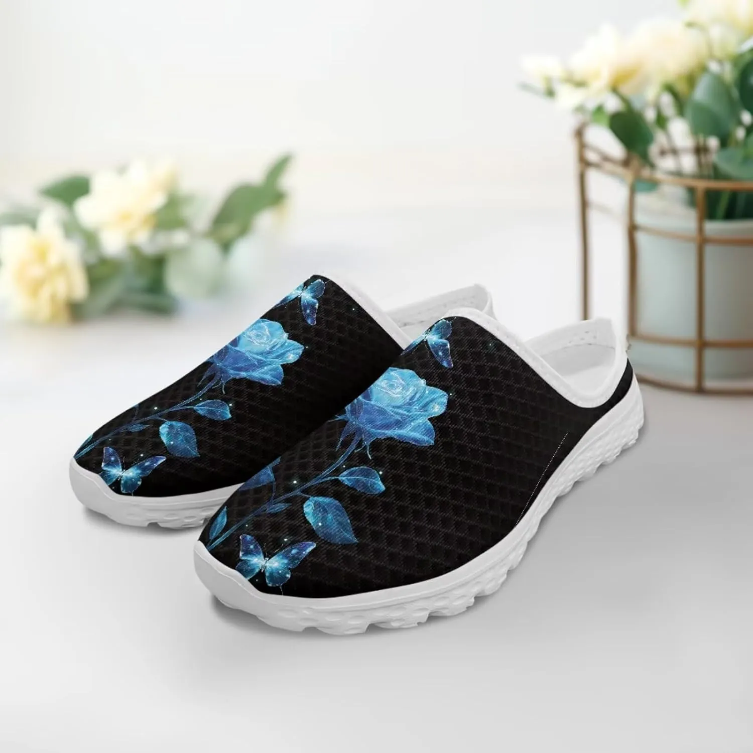 Jeiento Womens Slip On Walking Shoes Breathable Flat Mules Shoe with Arch Support Lightweight Anti Slip Sole Open Back Casual Slippers