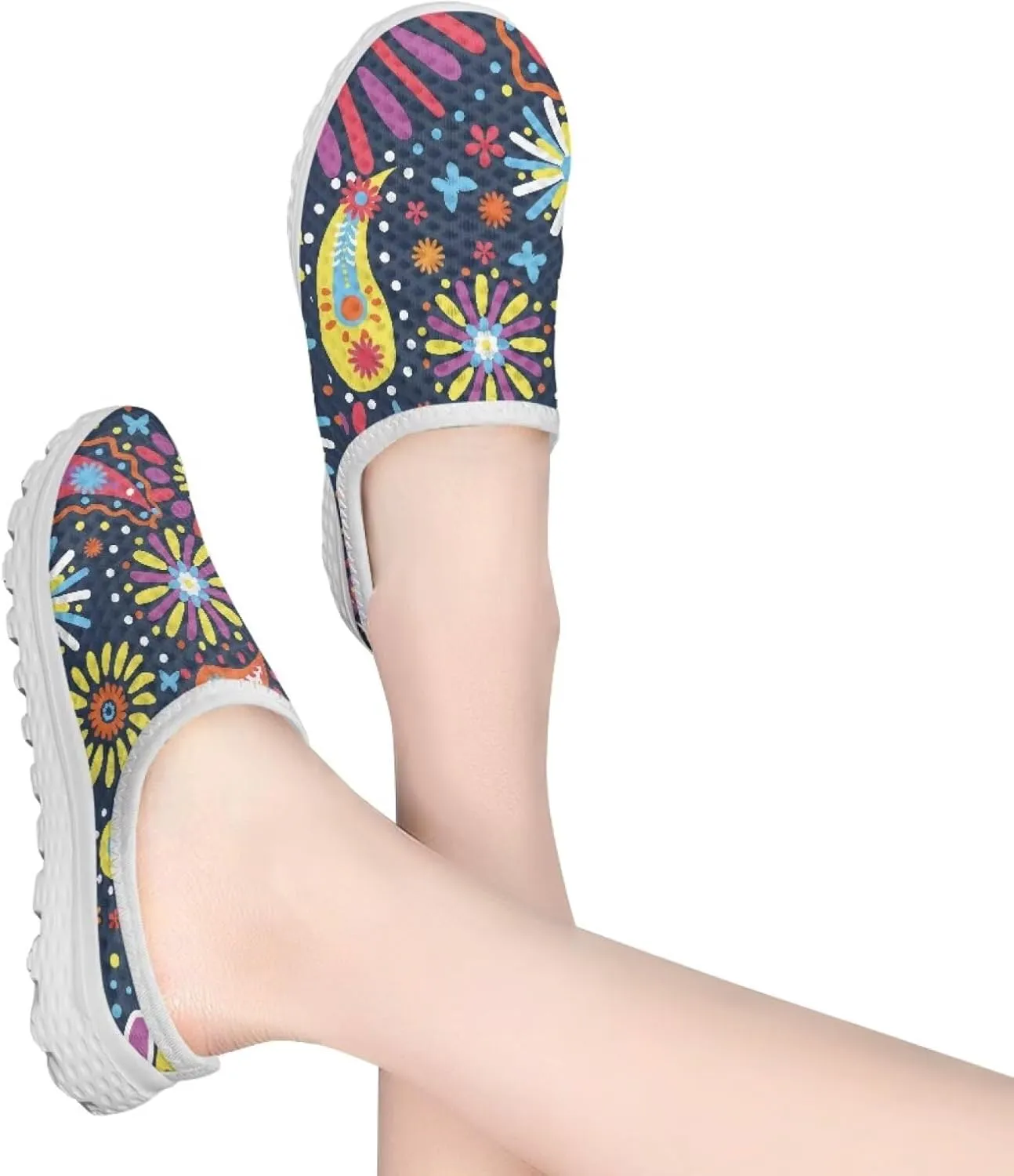 Jeiento Womens Slip On Walking Shoes Breathable Flat Mules Shoe with Arch Support Lightweight Anti Slip Sole Open Back Casual Slippers