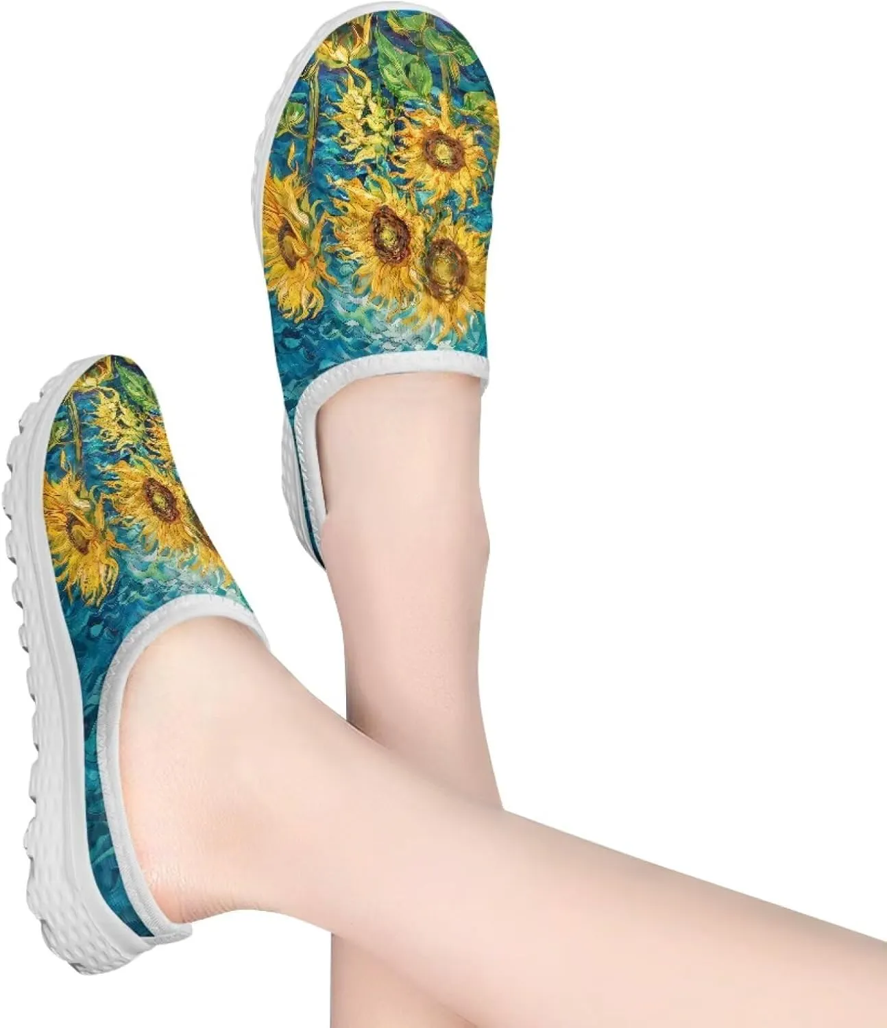 Jeiento Womens Slip On Walking Shoes Breathable Flat Mules Shoe with Arch Support Lightweight Anti Slip Sole Open Back Casual Slippers