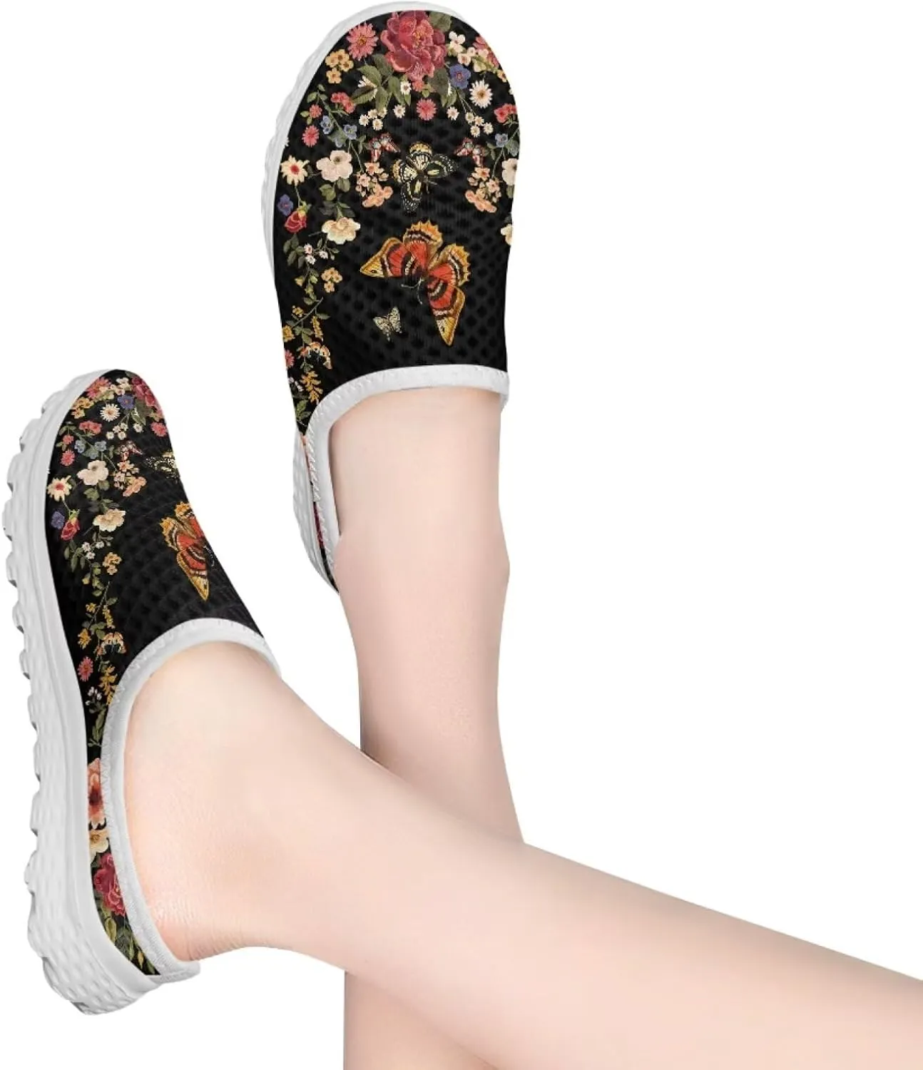 Jeiento Womens Slip On Walking Shoes Breathable Flat Mules Shoe with Arch Support Lightweight Anti Slip Sole Open Back Casual Slippers