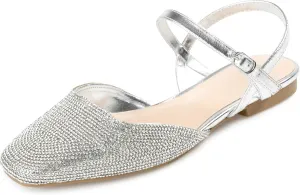 Journee Collection Womens Metallic Rhinestone Slingbacks
