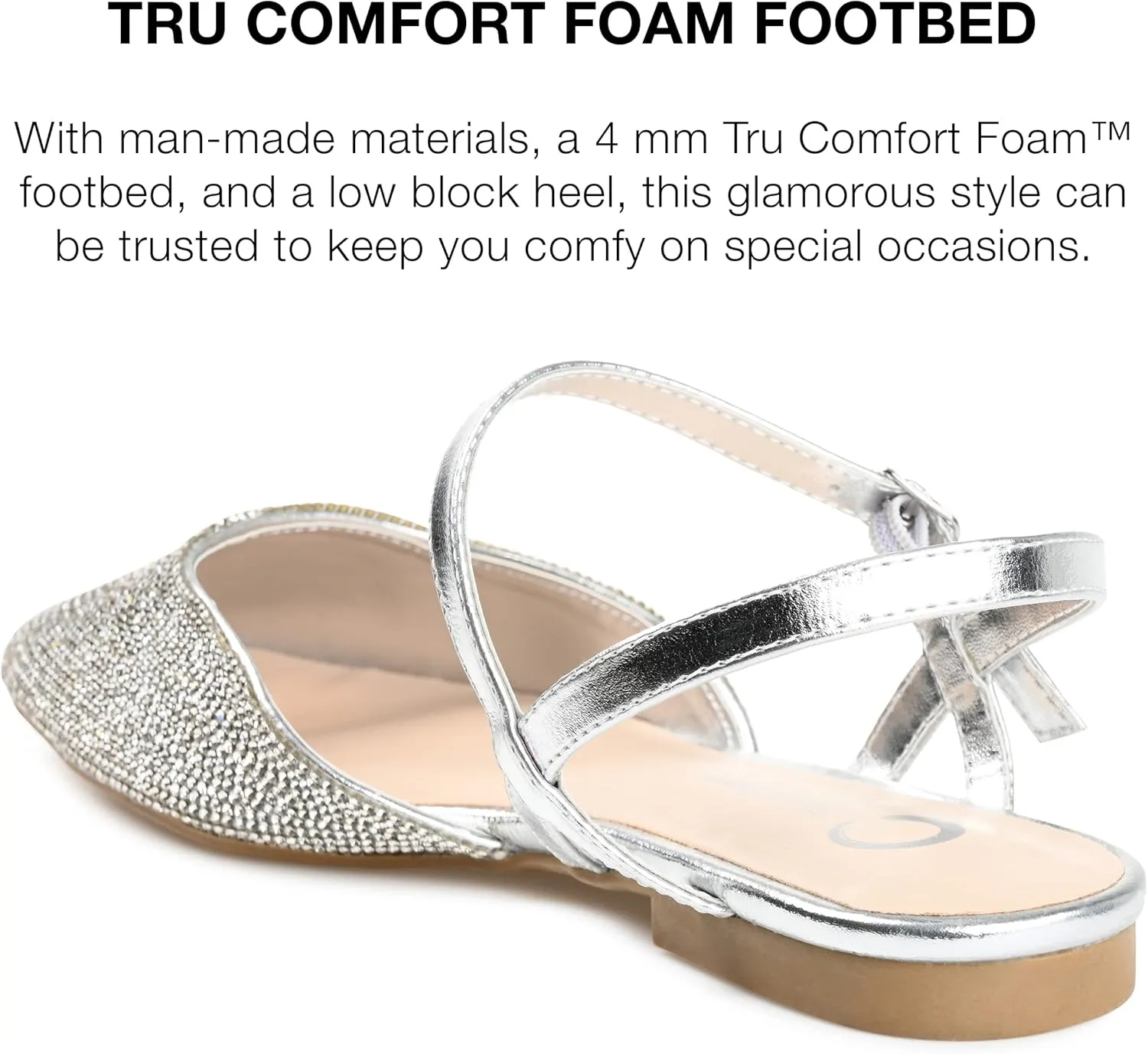 Journee Collection Womens Metallic Rhinestone Slingbacks