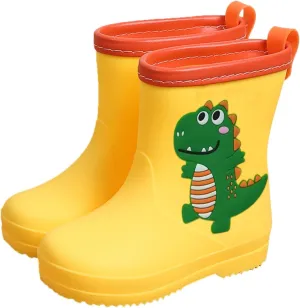Kids Rain Boots for Girls Boys Toddler Waterproof Cute Cartoon Dinosaur Rain Shoes with Anti Slip Rubber Sole