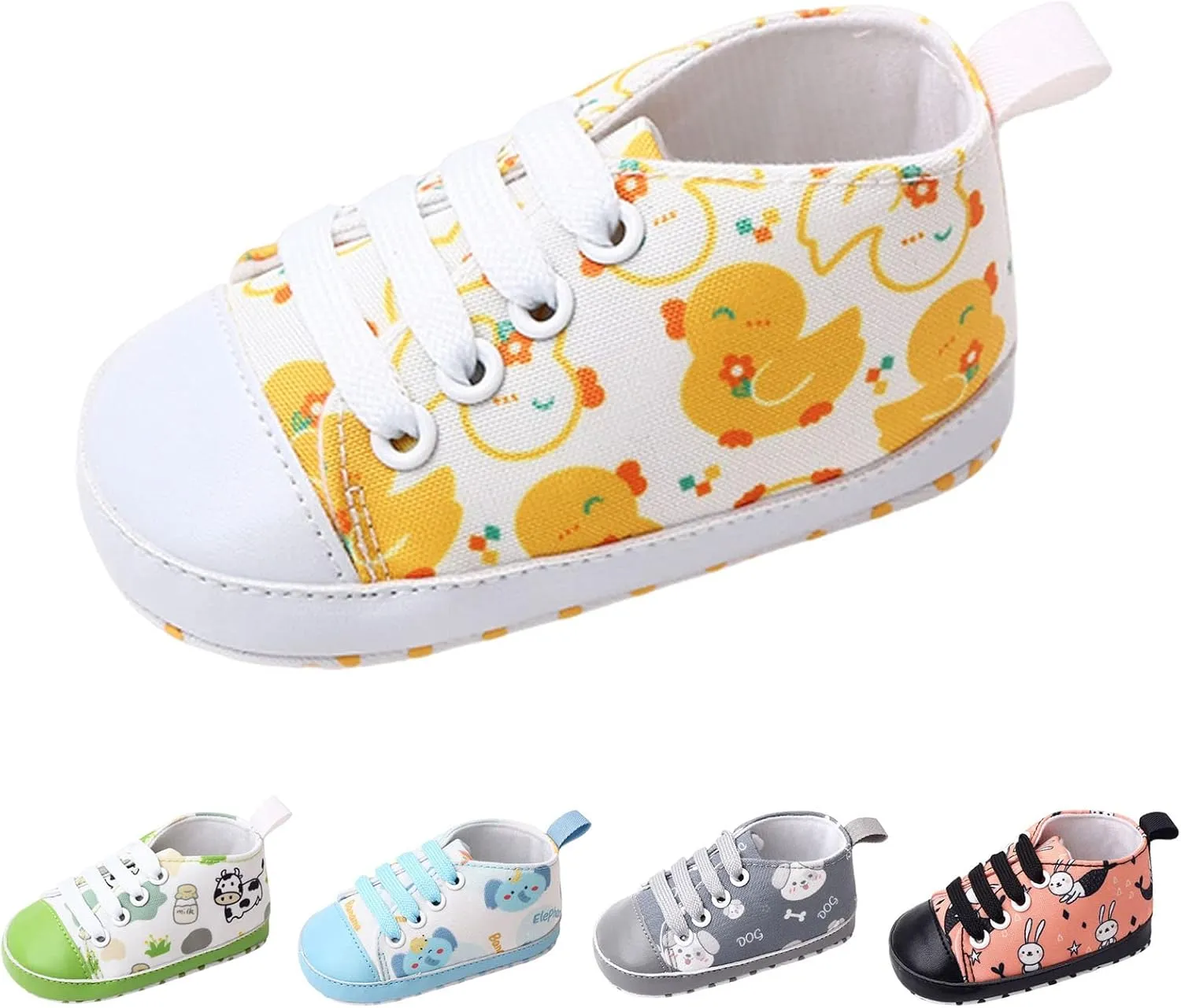 Kids Wedding Shoes Summer Children Infant Toddler Boys And Girls Sports Canvas Cute Cartoon Pattern Lace Up