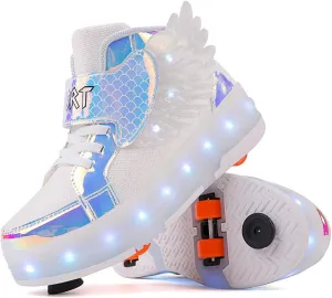 LED Roller Skate Shoes for Kids - Boys Girls Light Up Sneakers with Wheels Indoor/Outdoor Sliding Play