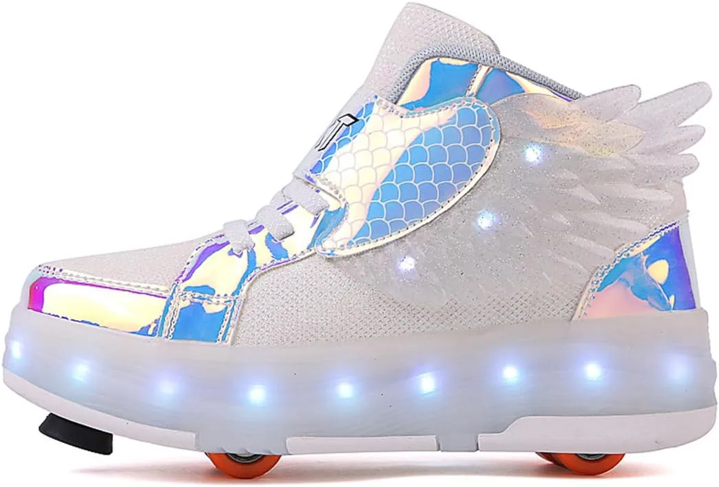 LED Roller Skate Shoes for Kids - Boys Girls Light Up Sneakers with Wheels Indoor/Outdoor Sliding Play
