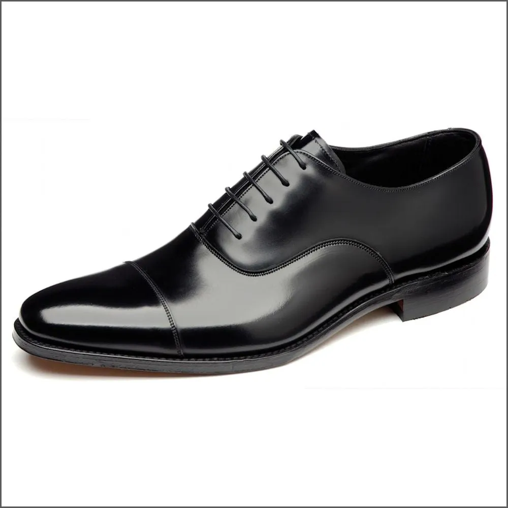Loake Smith Black Toe Cap Oxford Shoe@