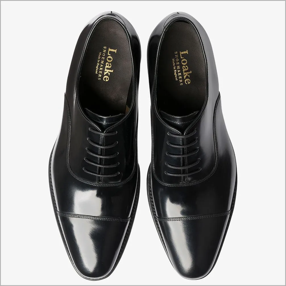 Loake Smith Black Toe Cap Oxford Shoe@
