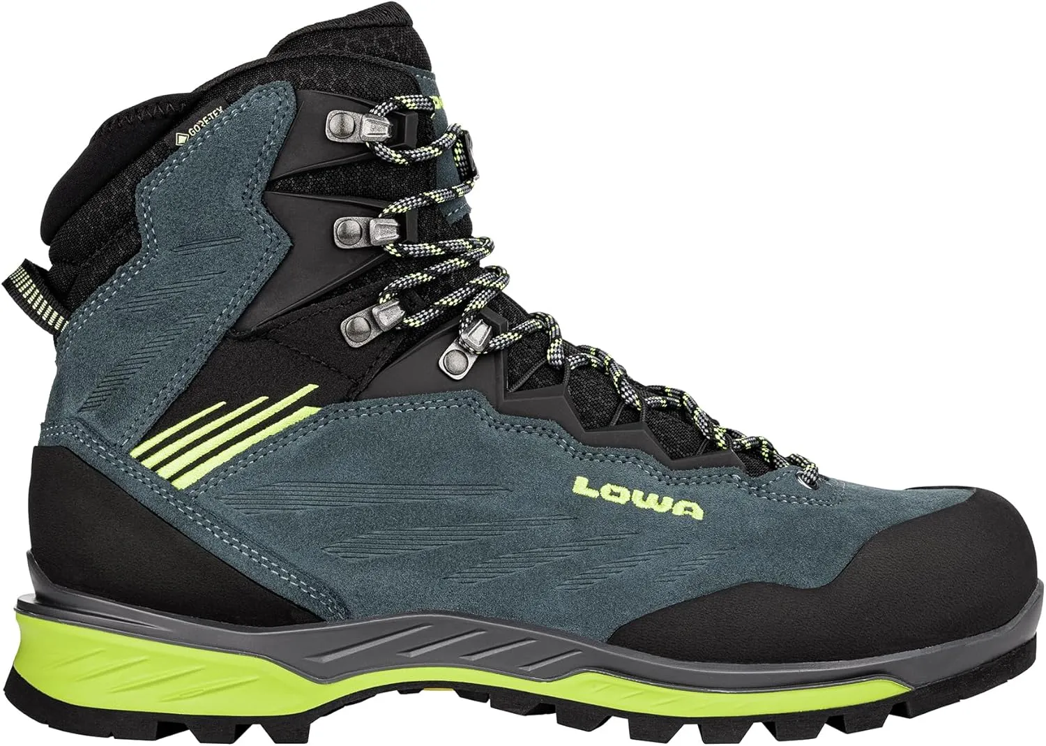 LOWA Mens Cadin II GTX Mid Suede Textile Steel Blue Lime Boots 8.5 US