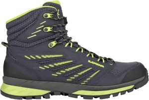 LOWA Mens Trek Evo GTX Mid Textile Synthetic Navy Lime Boots 10 US