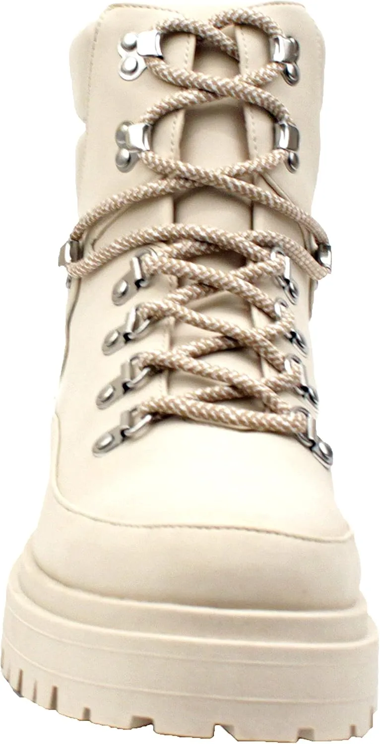 Luckers Womens Lace Up Platform Lug Sole Combat Boots