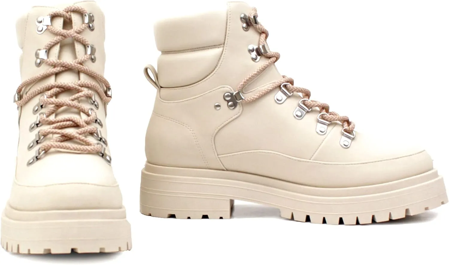 Luckers Womens Lace Up Platform Lug Sole Combat Boots