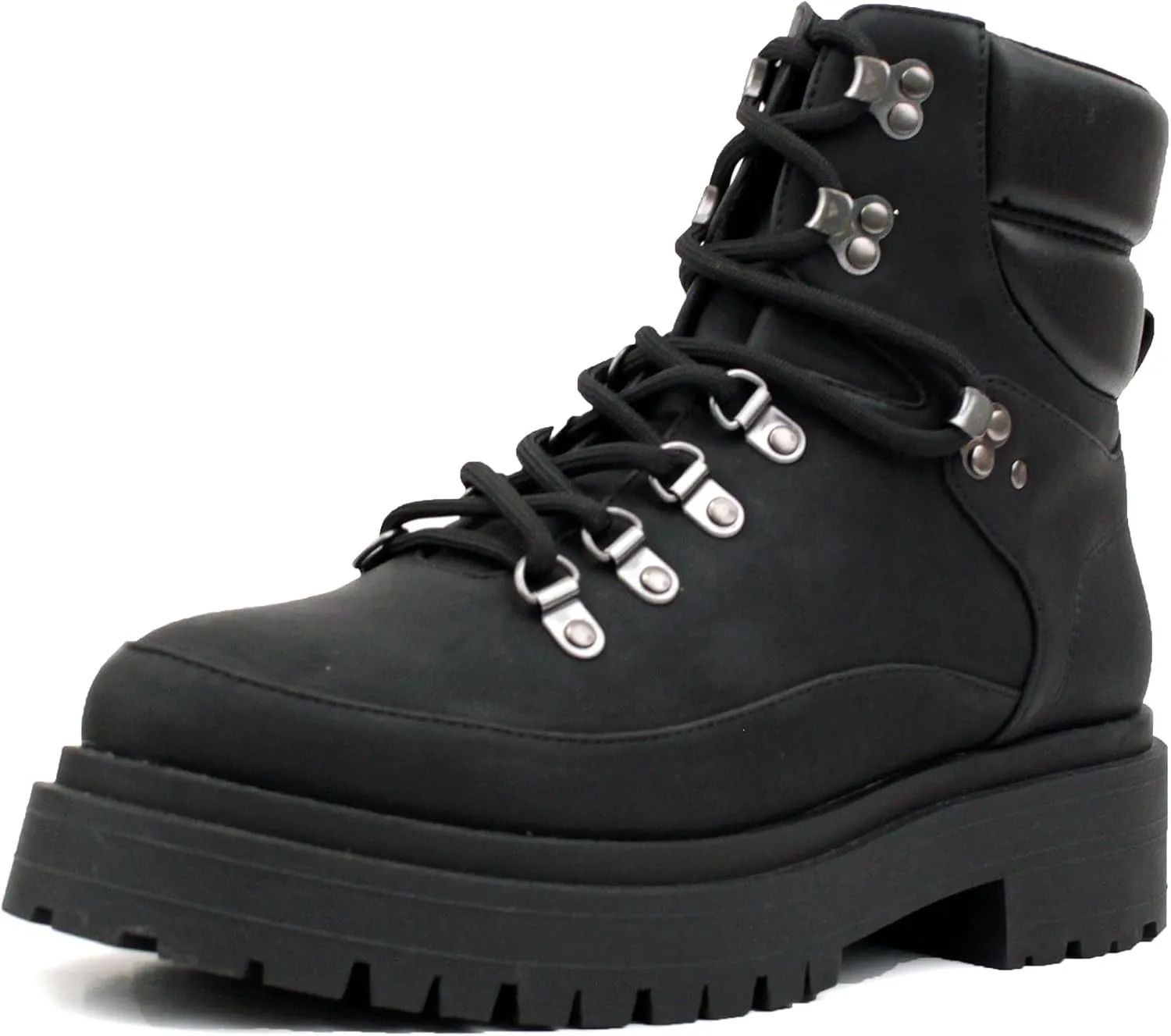 Luckers Womens Lace Up Platform Lug Sole Combat Boots