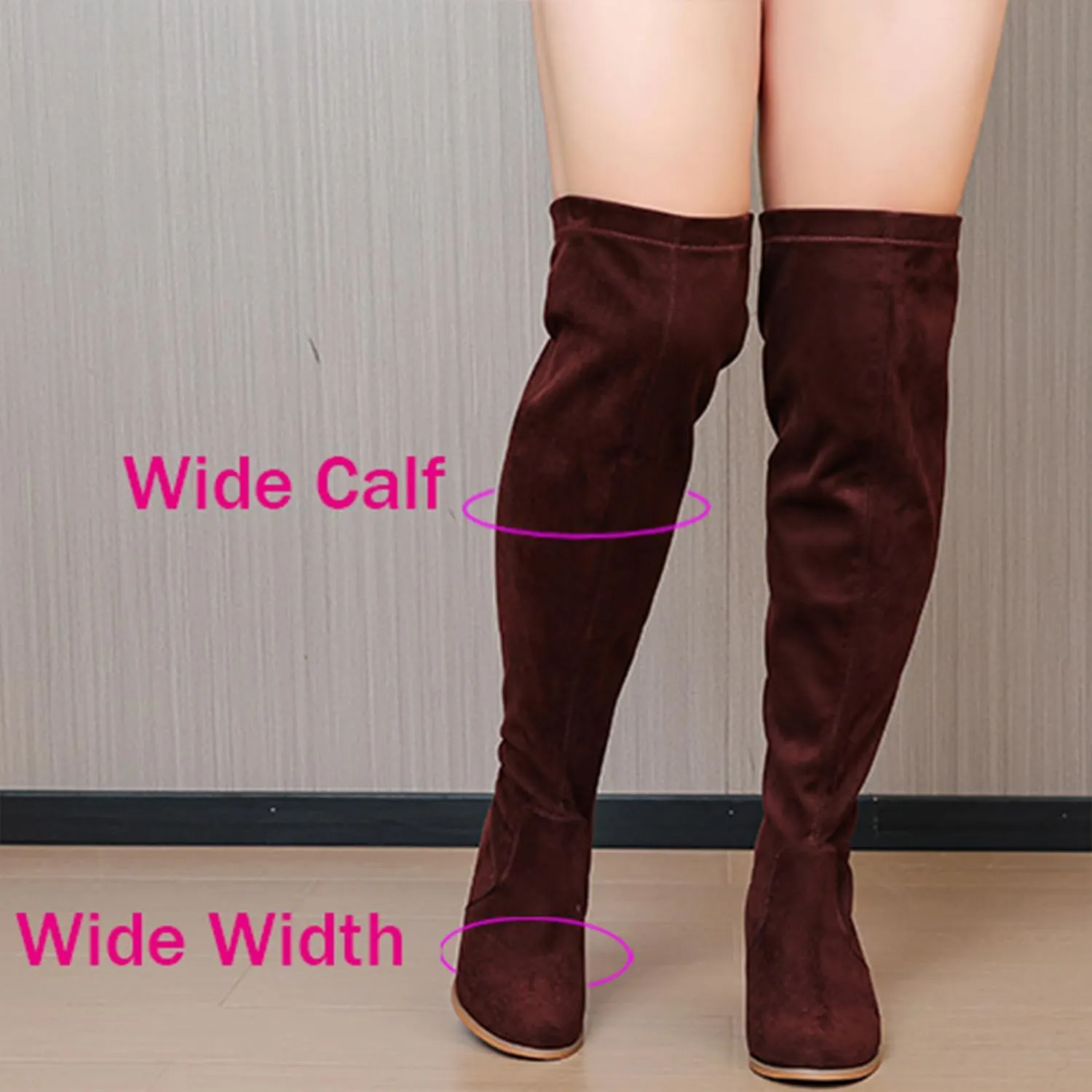 Luoika Women's Wide Calf Over the Knee High Boots, Wide Width Stretchy Fall Winter Boots.