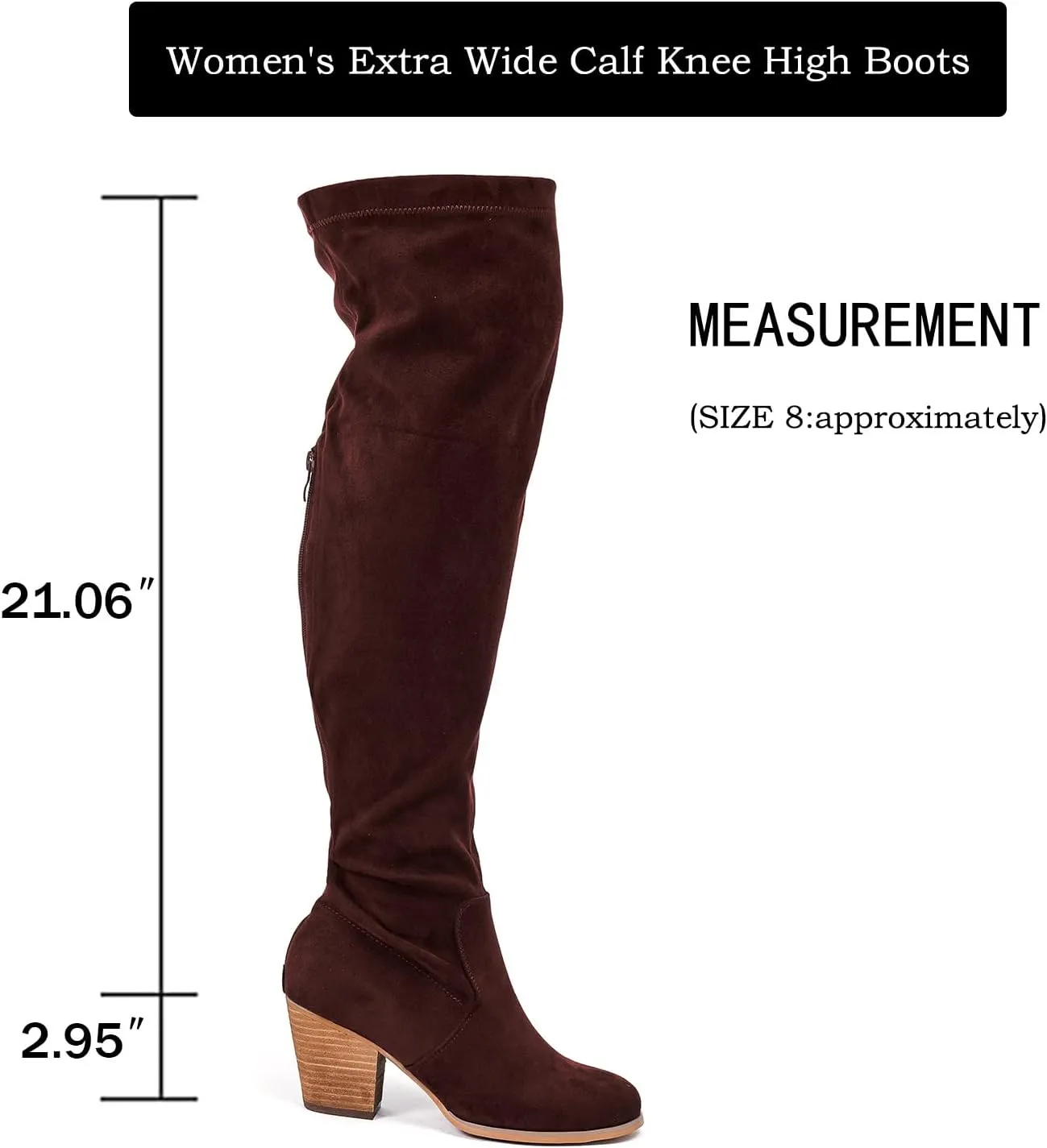 Luoika Women's Wide Calf Over the Knee High Boots, Wide Width Stretchy Fall Winter Boots.