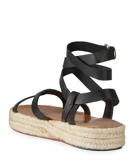 Melyz Leather Ankle-Wrap Espadrilles