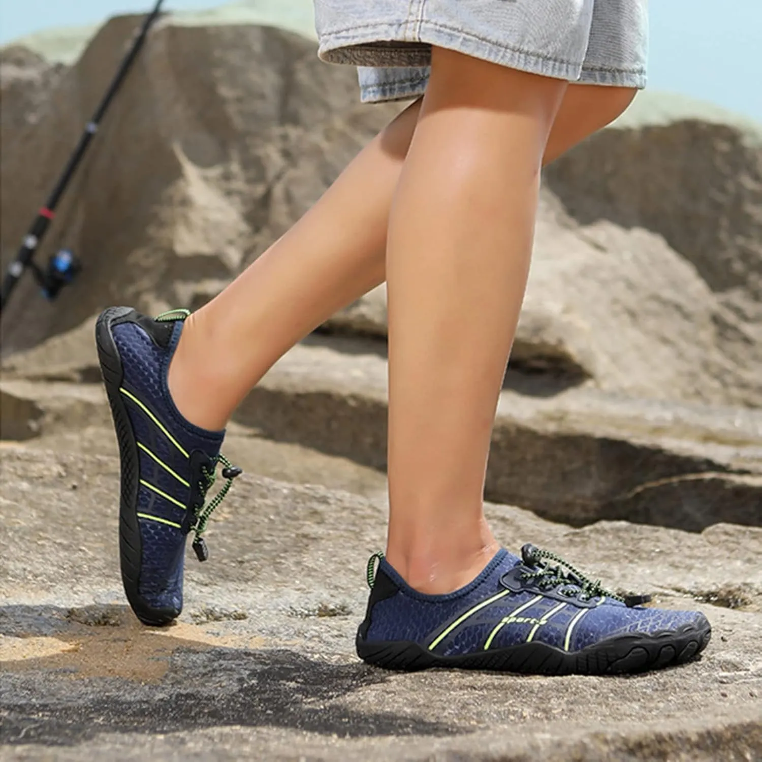 Men Barefoot Shoes,Summer Quick-Dry Comfy Breathable Surf Swim Shoes Women,Casual Lightweight Aqua Beach Water Shoes,Unisex Adult,with Draining Hole,for Boating Fishing