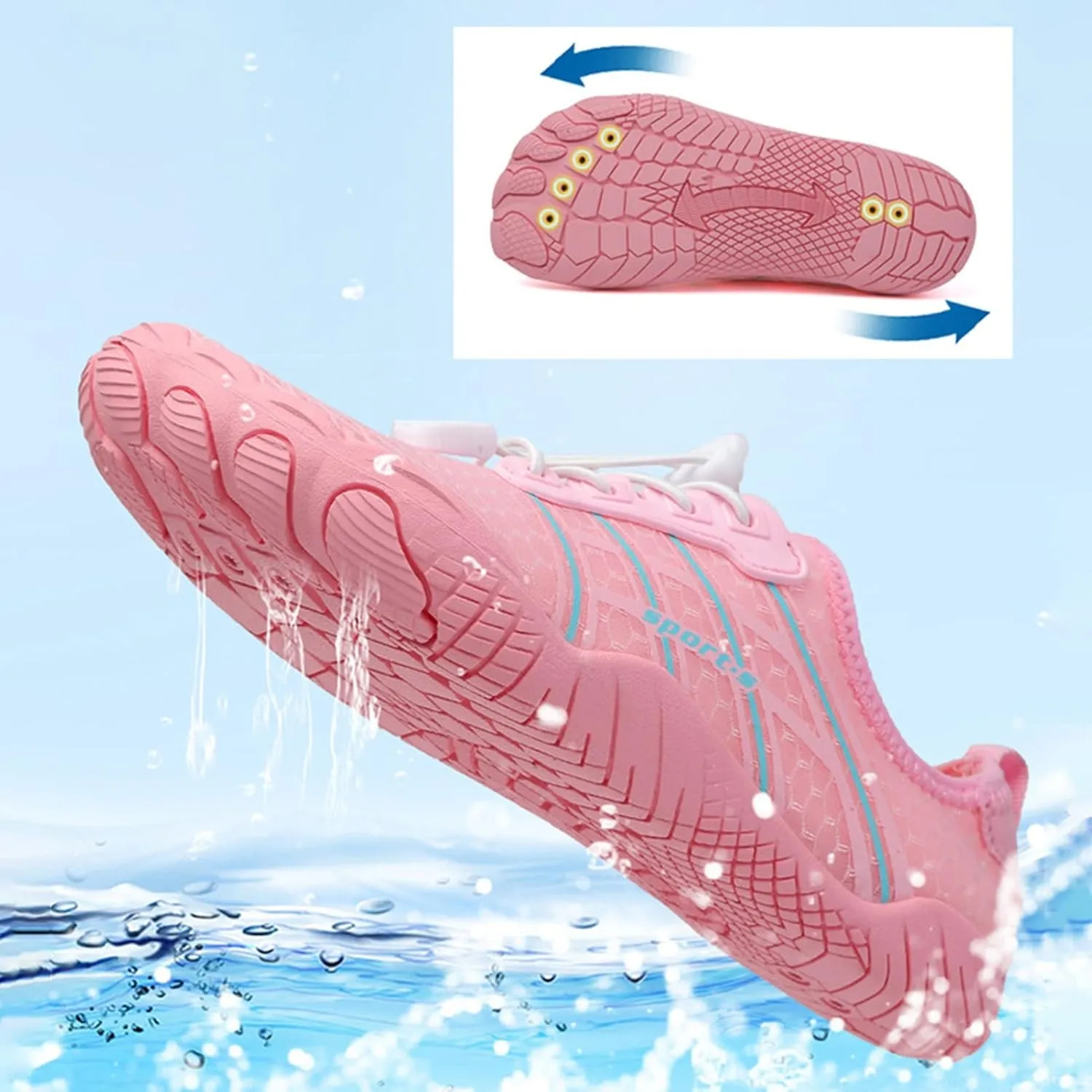 Men Barefoot Shoes,Summer Quick-Dry Comfy Breathable Surf Swim Shoes Women,Casual Lightweight Aqua Beach Water Shoes,Unisex Adult,with Draining Hole,for Boating Fishing