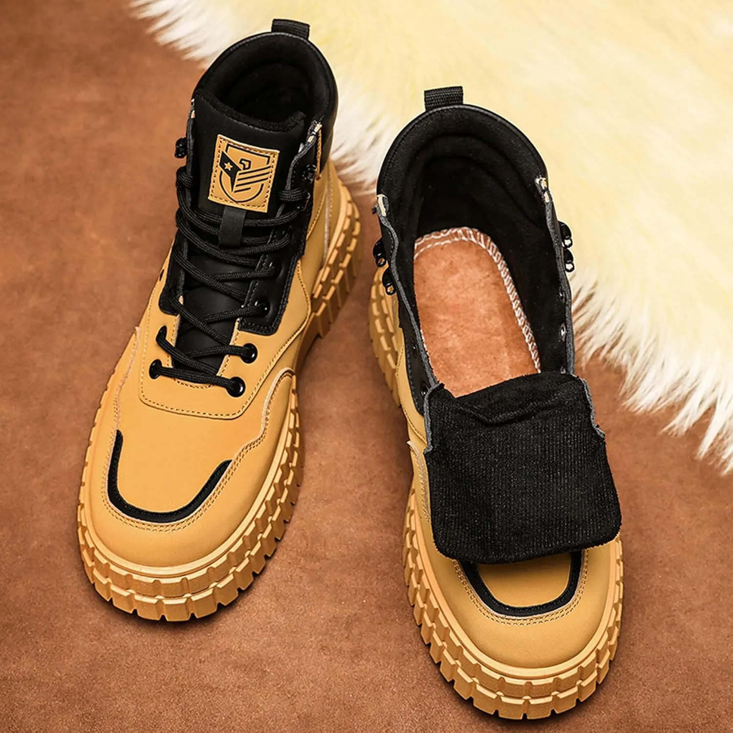 Men's and Women's Snow Boots Insulated Fur Liner Winter Warm Hiking Shoes Walking Sneaker