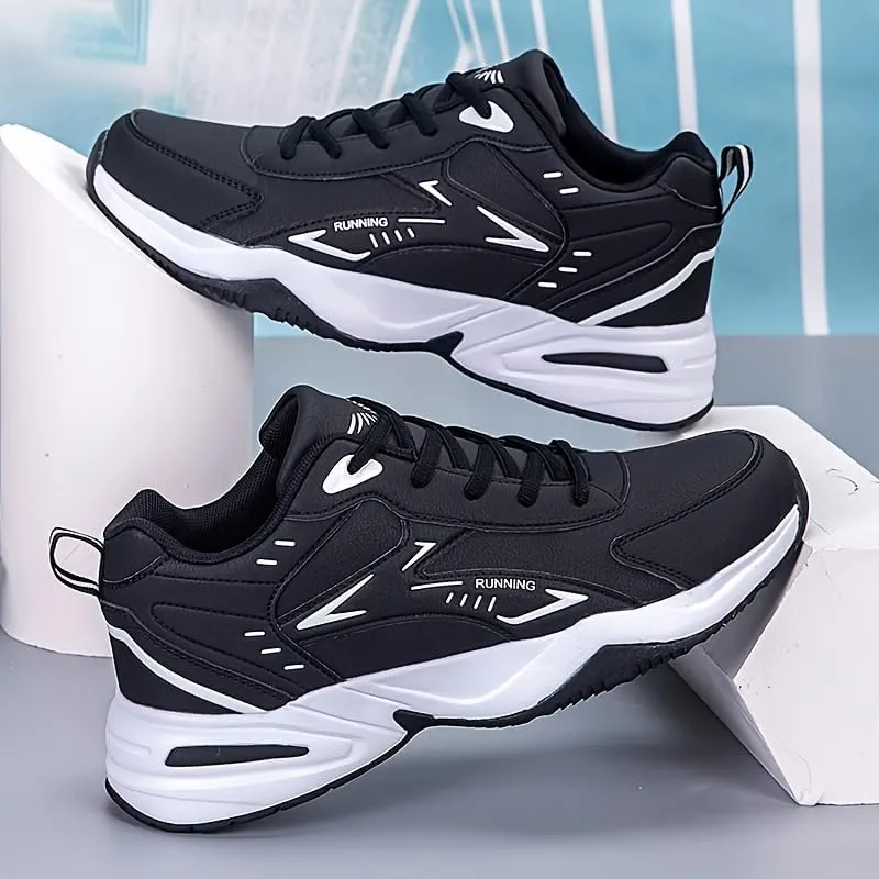 Men's Athletic Sneakers - Striped/Solid, Lace-Up Casual & Running Shoes with Breathable Fabric Lining and Durable TPR Sole