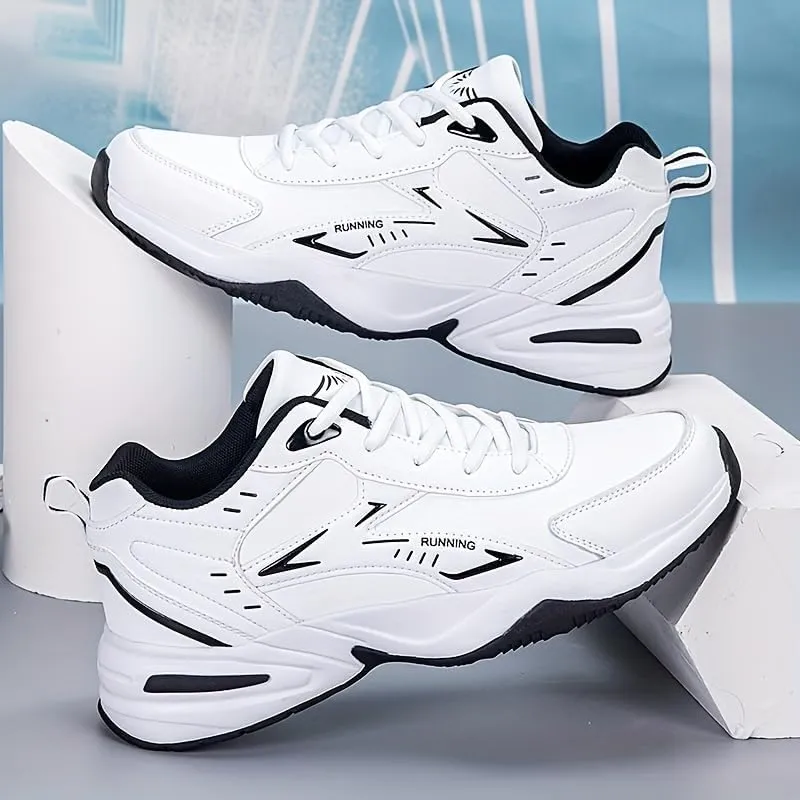 Men's Athletic Sneakers - Striped/Solid, Lace-Up Casual & Running Shoes with Breathable Fabric Lining and Durable TPR Sole