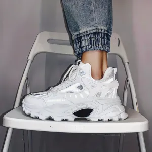 Men's Cloud Pattern Round Toe Lace-Up Thick Sole Athletic Sneakers, Casual Sports Shoes for All Seasons, Breathable Fabric Upper, PVC Sole, Spring Summer Autumn Winter