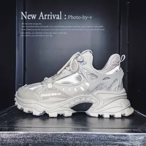 Men's Cloud Pattern Round Toe Lace-Up Thick Sole Athletic Sneakers, Casual Sports Shoes for All Seasons, Breathable Fabric Upper, PVC Sole, Spring Summer Autumn Winter