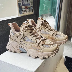 Men's Cloud Pattern Round Toe Lace-Up Thick Sole Athletic Sneakers, Casual Sports Shoes for All Seasons, Breathable Fabric Upper, PVC Sole, Spring Summer Autumn Winter