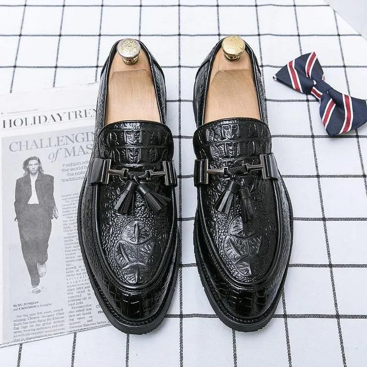 Men's Crocodile Print Casual Leather Shoes
