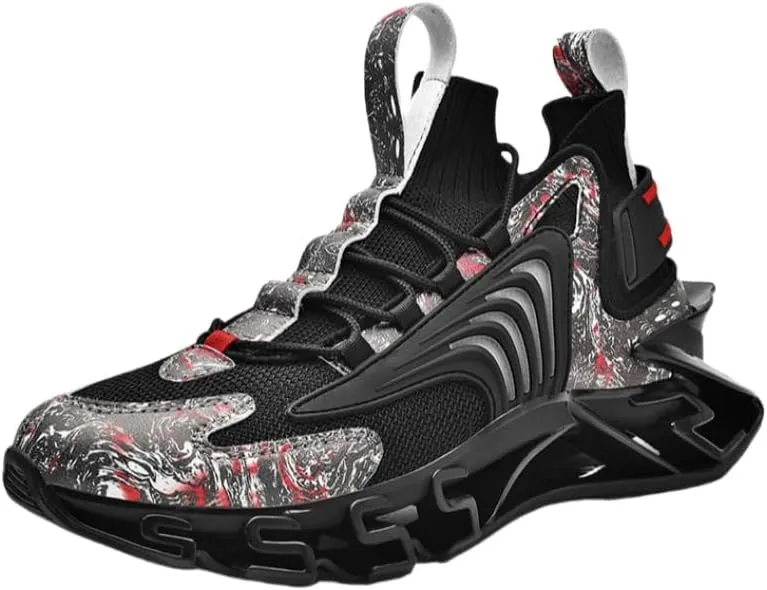 Mens Fashion Lace-Up Sneakers | Casual Athletic Shoes with Solid Color Design, Breathable Fabric Upper & Mesh Lining, All-Season Rubber Sole Sports Footwear
