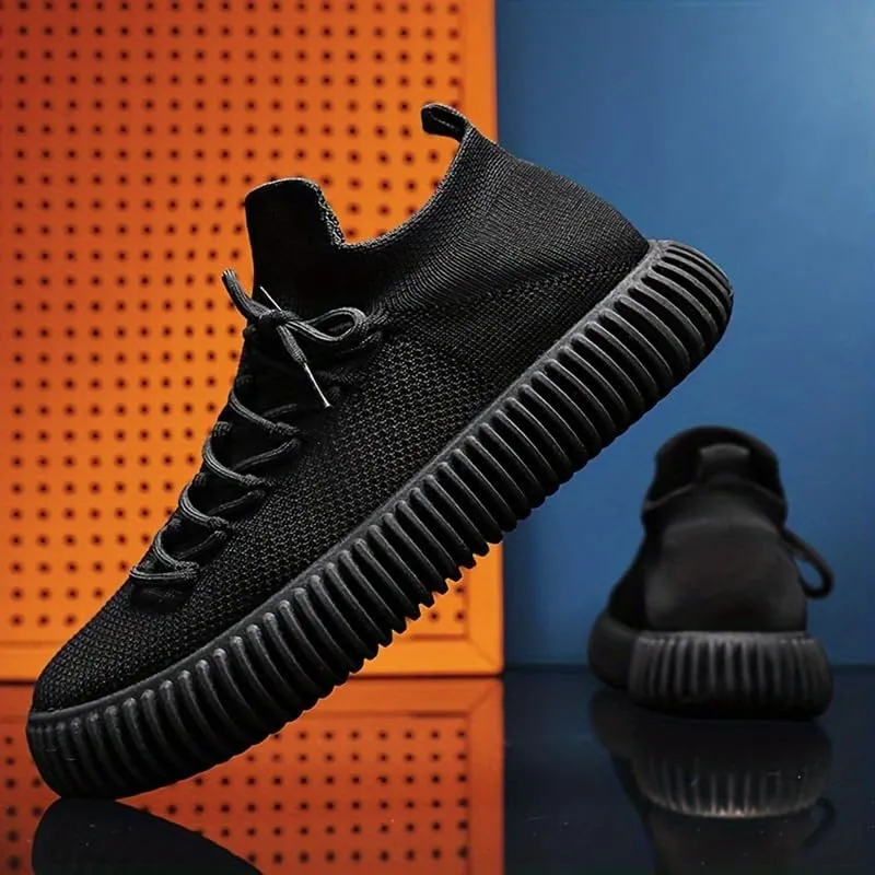 Men's Fashion Woven Breathable Elastic Socks Shoes, Comfortable Non-Slip Thickened Sole Casual Sneakers for Outdoor Activities
