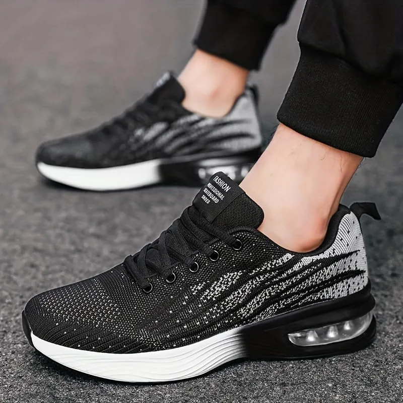 Men's Gradient Blue/Black High-Top Athletic Sneakers - Breathable Fabric Workout Shoes with Durable Rubber Sole for Running, Basketball & Sports