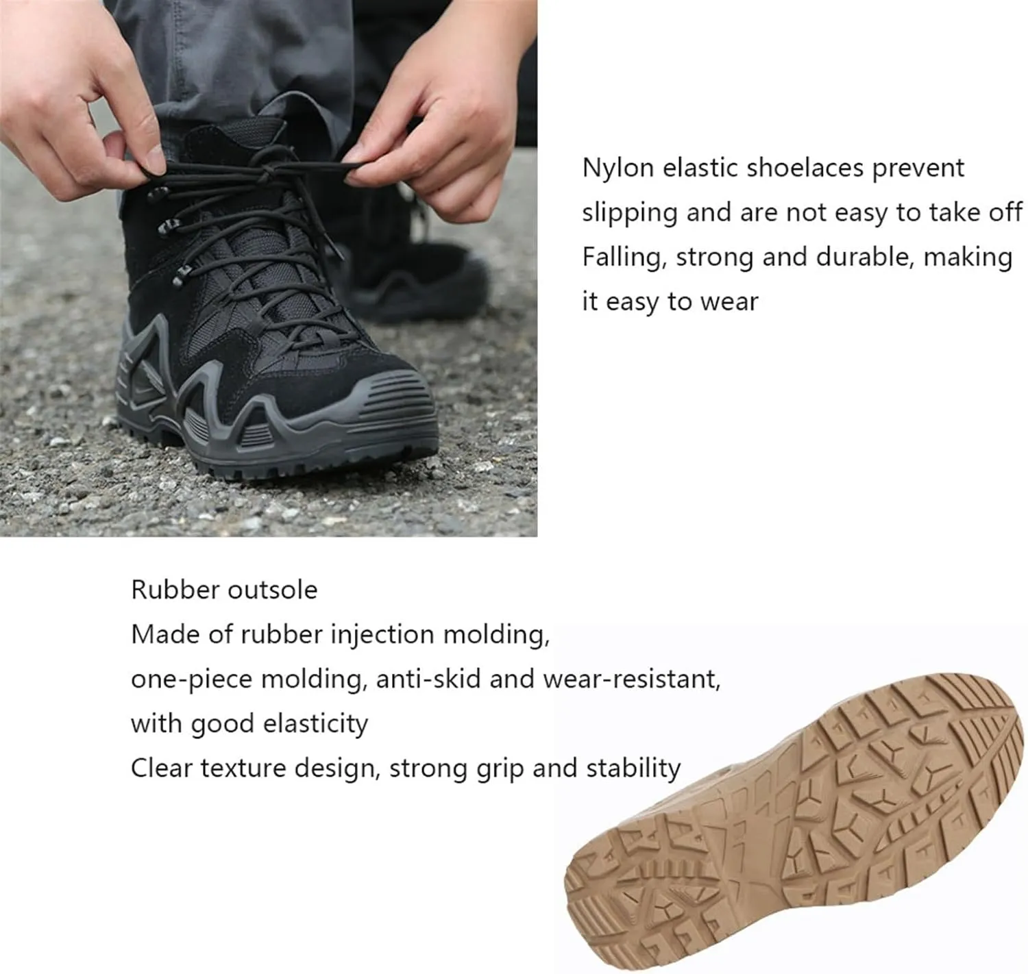 Mens Hiking Combat Boots, Mens Waterproof Lace Up Breathable Mid Top Combat Tactical Boots, Lightweight and Casual Tactical Safety Shoes, for Backpacking Outdoor Hiking