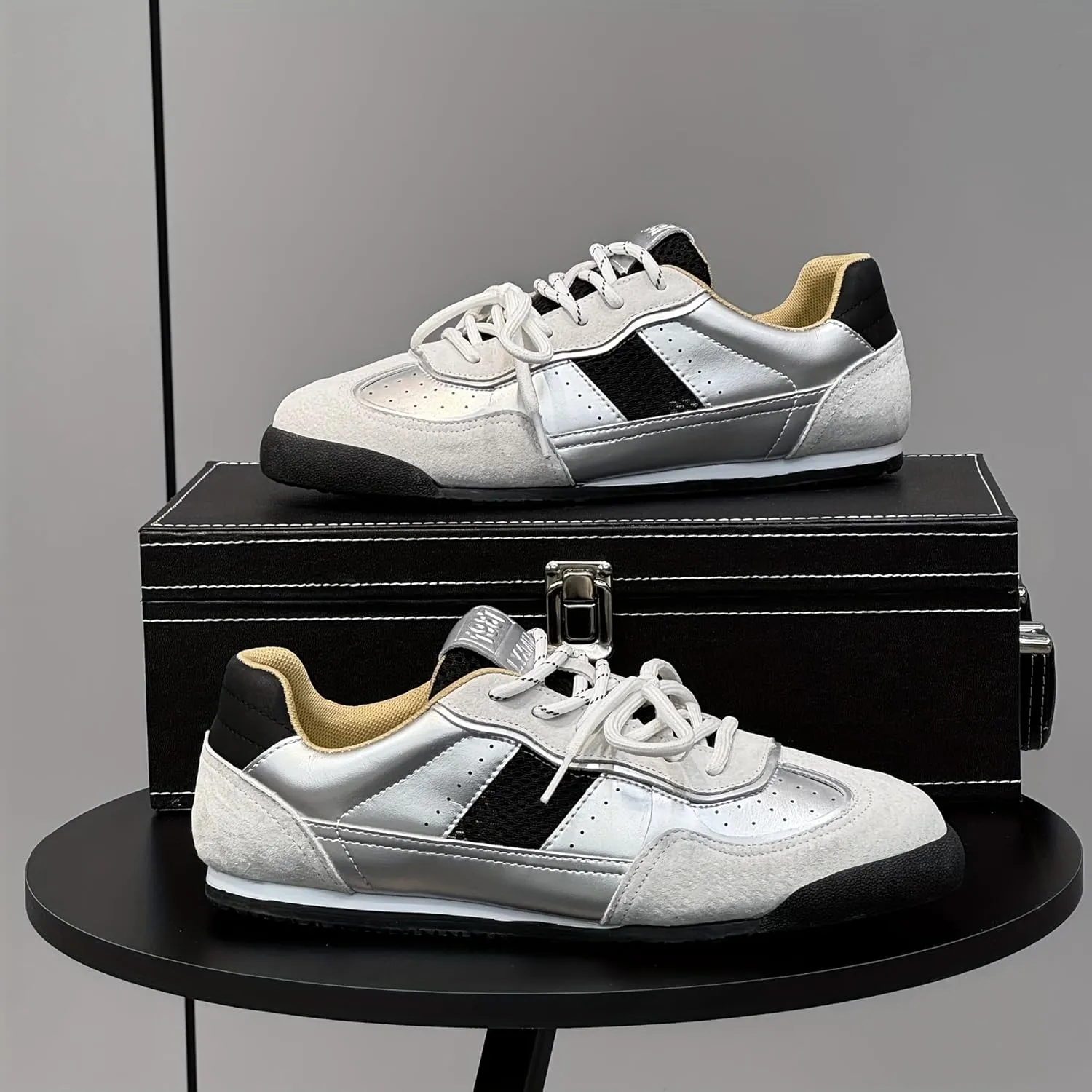 Men's Low-top Sports Shoes, with PU/Fabric Upper Layer, Soft Rubber Sole, lace-up Casual Shoes, Suitable for All-Season Training, Running and Daily wear, wear-Resistant and Anti-Slip