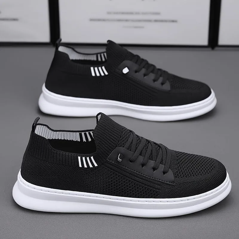 Men's mid-top Casual wear Shoes - Breathable Fabric Upper, Shock-Absorbing Rubber Sole, Combining Daily Comfort and Style, with one Foot