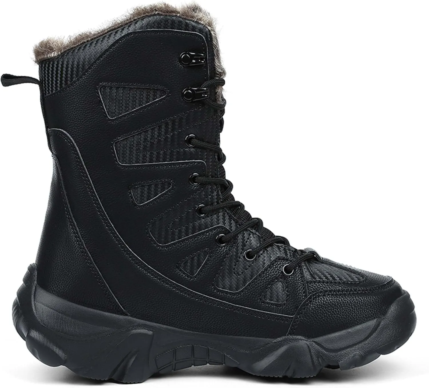 Men's Snow Boots - Tactical, Hiking, Work - Black, Size 8-9
